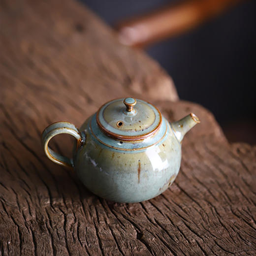 「景德镇全手工球孔蕉叶绿粗陶茶壶茶杯」 窑变釉主人壶 个人把玩陶瓷壶 品茗杯 商品图1