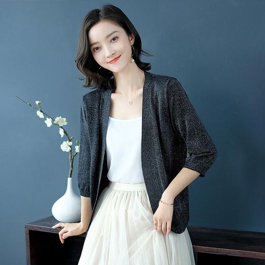 PY-38806      春季新款时尚潮流爆款防晒冰丝针织衫开衫短款中袖薄款女上衣 商品图2