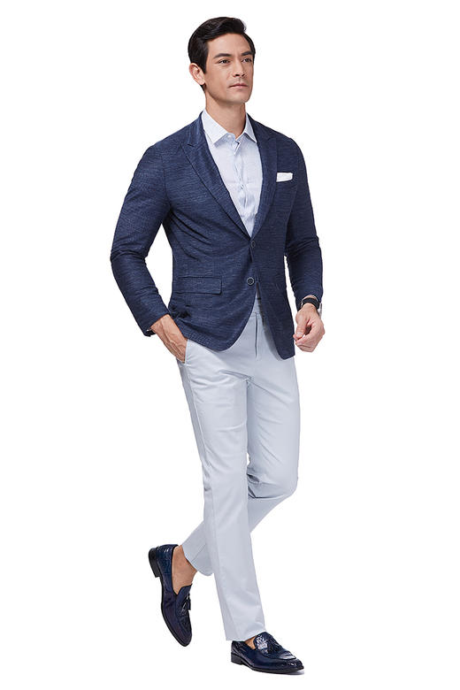 callisto两粒扣亚麻休闲时尚西服外套SMFJK006BL 商品图2