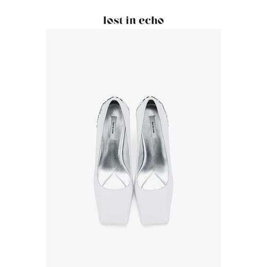 设计师女lost in echo不规则铁件波浪跟方头单鞋 商品图3