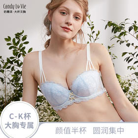 奶糖派大罩杯小贝壳蓝半杯内衣圆润饱满上托舒适春夏新品大胸内衣