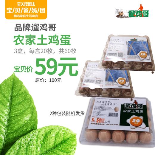 遛鸡哥资格农家散养土鸡蛋来了！59元3盒，共60枚！吃青菜、杂粮的跑山鸡下的蛋蛋 商品图0