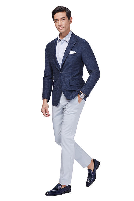 callisto两粒扣亚麻休闲时尚西服外套SMFJK006BL 商品图1