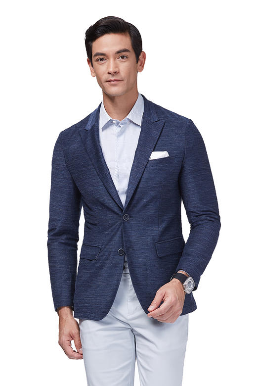 callisto两粒扣亚麻休闲时尚西服外套SMFJK006BL 商品图0