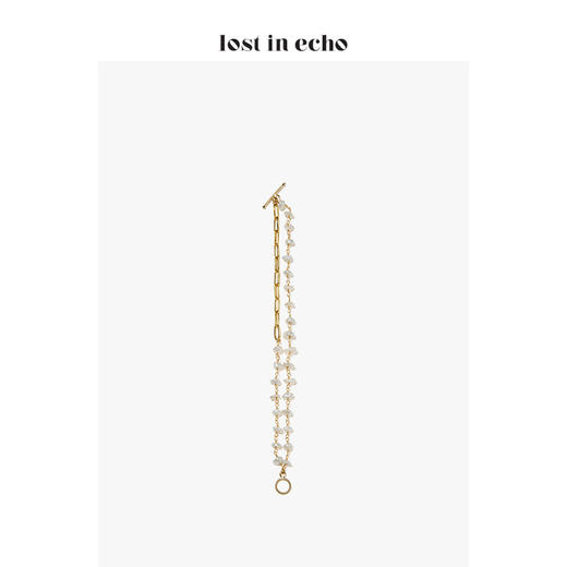 设计师品牌lost in echo不规则片形珍珠链条双层手链 商品图1
