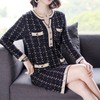 NYL-4633003新款格子长袖V领修身显瘦中长裙 商品缩略图2