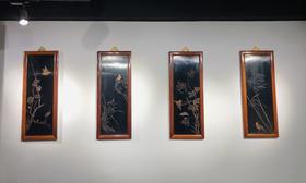 红桥红 家具严选  缅甸花梨(大果紫檀）  【梅兰竹菊影雕挂屏】