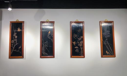 红桥红 家具严选  缅甸花梨(大果紫檀）  【梅兰竹菊影雕挂屏】 商品图0