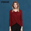 VIMAGE纬漫纪欧洲站春装新款女上衣褶皱打底衫女T恤长袖V602210 商品缩略图0
