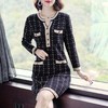 NYL-4633003新款格子长袖V领修身显瘦中长裙 商品缩略图1