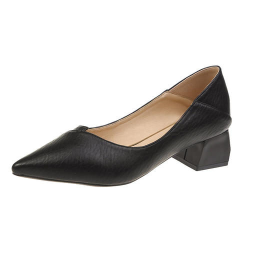 粗跟浅口尖头职业工作鞋 中跟上班女鞋 商品图7