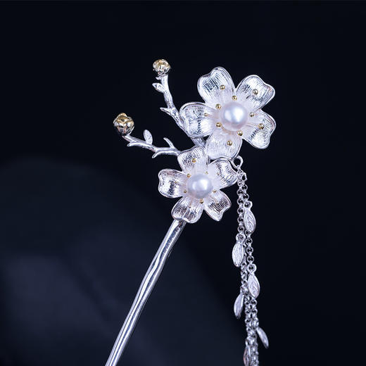 YM-FZ16030新款925银唯美珍珠樱花发簪 商品图0