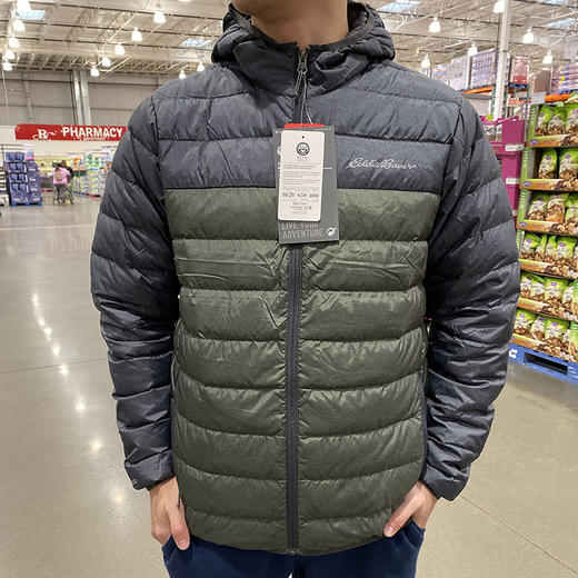  19新 EDDIE BAUER 男士休闲纯色拼色品牌字母连帽羽绒服 商品图1