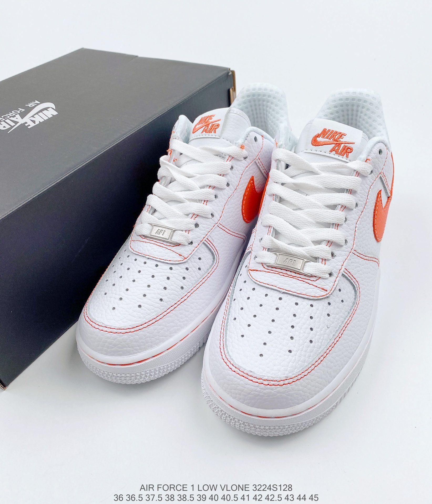 耐克nike air force 1 low白橙字母空军一号低帮百搭