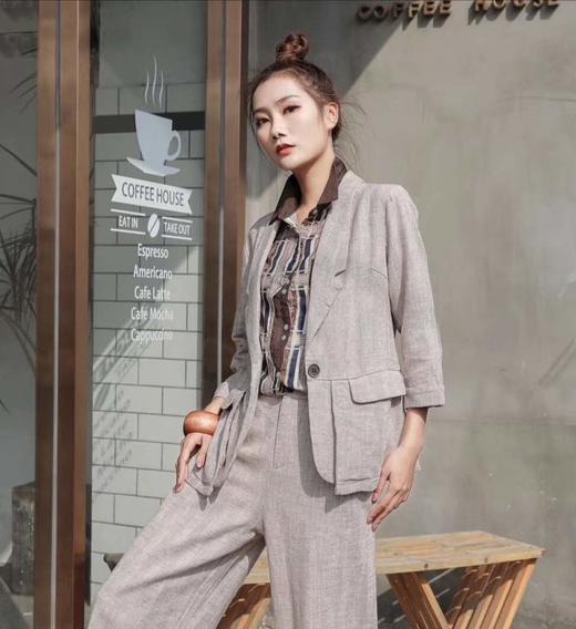 春夏季七分袖女士亚麻外套 商品图0