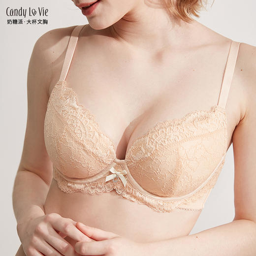 【旧款已下架详情页跳转新款】奶糖派大罩杯内衣花颜包容稳定侧收薄款透气少女大胸内衣 商品图0