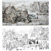 工笔画白描底稿-白雪石横幅山水-BX16 商品缩略图0
