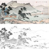 工笔画白描底稿-白雪石横幅山水-BX08 商品缩略图0