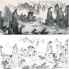 工笔画白描底稿-白雪石横幅山水-BX09 商品缩略图0