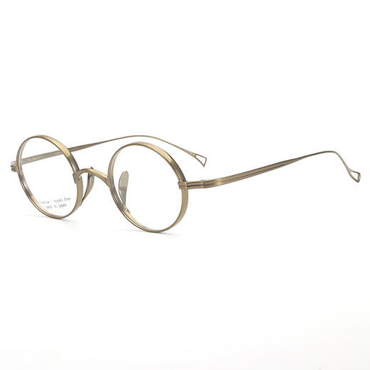 「民国大师内敛古铜小圆框眼镜框」 全钛厚边可配高度数眼镜 简约超轻男 商品图1