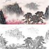 工笔画白描底稿-白雪石四尺横幅山水-BX12 商品缩略图0