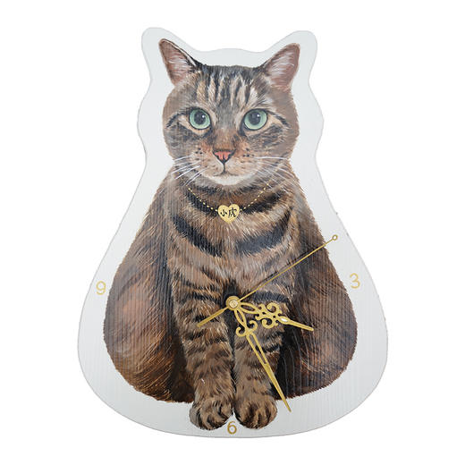 CatS猫家具独家定制：手绘猫全身肖像画木制挂钟走时 可写名字 商品图4