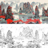 工笔画白描底稿-白雪石横幅山水-BX10 商品缩略图0