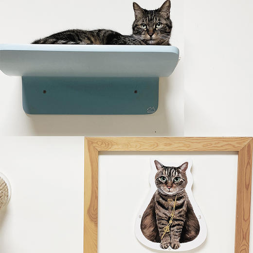 CatS猫家具独家定制：手绘猫全身肖像画木制挂钟走时 可写名字 商品图1