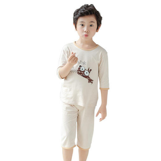 【宝宝纯棉睡衣夏季薄款空调服】既大方简约又潮流，穿着都不舍得脱了！小孩夏天薄款儿童休闲可爱睡衣 小朋友全棉面料家居服 柔软亲肤 针脚细密 耐穿不易褪色 商品图4