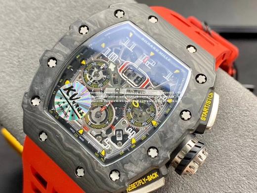 KV厂 升级版 理查德米尔RM011系列爆款.RM11绝对是让人耳目一新的一款杰作！1：表壳运用与正品一致的NTPT碳纤维特别材科！由多层平行细丝构成，细丝则由碳纤维分离到这些厚度然后经过特殊机器织成 商品图0