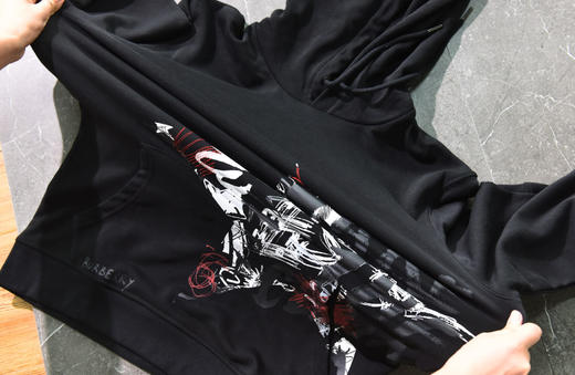 BBR X KR1S WU HOODED 重水洗 水墨印花 毛圈套头卫衣帽衫 WY307 商品图8