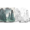 工笔画白描底稿-白雪石斗方山水-小品册页-BX34 商品缩略图0
