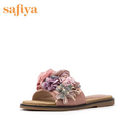 商场同款 | Safiya/索菲娅2019夏季新款一字型平跟可外穿拖鞋女鞋SF92110032