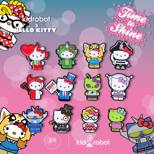 Kidrobot 三丽鸥 Hello Kitty徽章 闪耀时刻系列盲盒 Hello Kitty Time to Shine Pins 商品图0