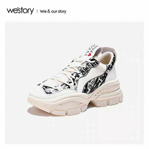 westory2020春季新款圆头潮趣涂鸦老爹鞋岫岩运动鞋女W20AM51641 商品图0