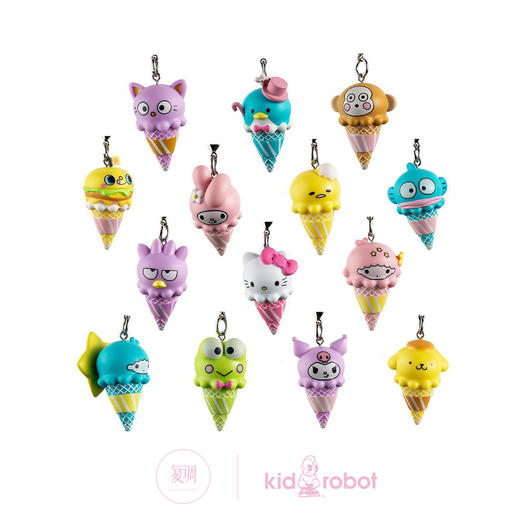 Kidrobot 三丽鸥 钥匙扣 冰淇淋系列盲盒 Hello Sanrio Ice Cream Cone Keychain Series 商品图0