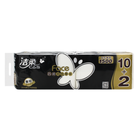 洁柔Face无芯卷纸卫生纸（柔韧黑白系列）1500g12卷/提