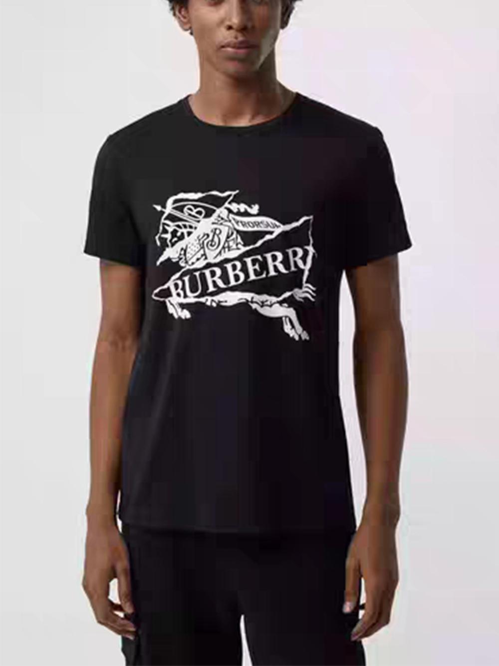 burberry 战马印花图案黑色t恤 xs xl