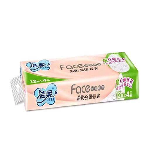 洁柔卷纸Face卫生纸巾立体压花  粉色120克12卷压花卷纸 商品图3