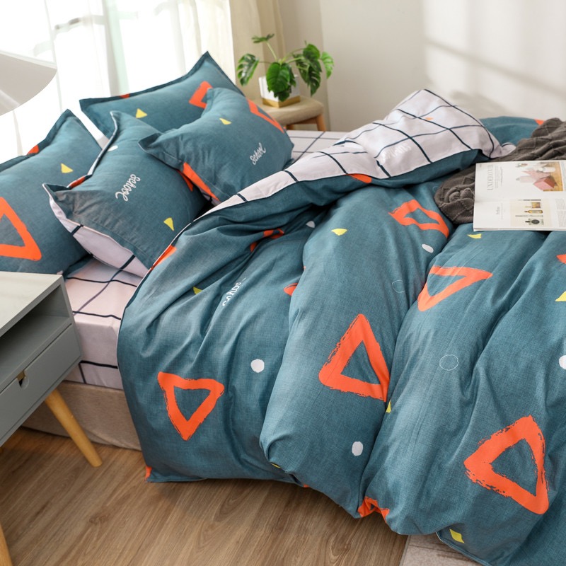 乐加lehome  【超值单品】时尚简约小清新印花四件套被套180x220床单230x230枕套x2