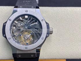 恒宝Hublot.V3升级版 大爆炸系列 真陀飞轮（升级如下：升级使用原装壳套起模壳身，侧耳不再使用塑料，搭配升级版真陀飞轮心脏，加强防震，解决了市场普通版本“缝合度不高有缝隙、机芯返修率高”的问题，