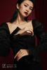 AtelierMissLu /Yolanda-银河黑色纱袖修身连身裙 商品缩略图0