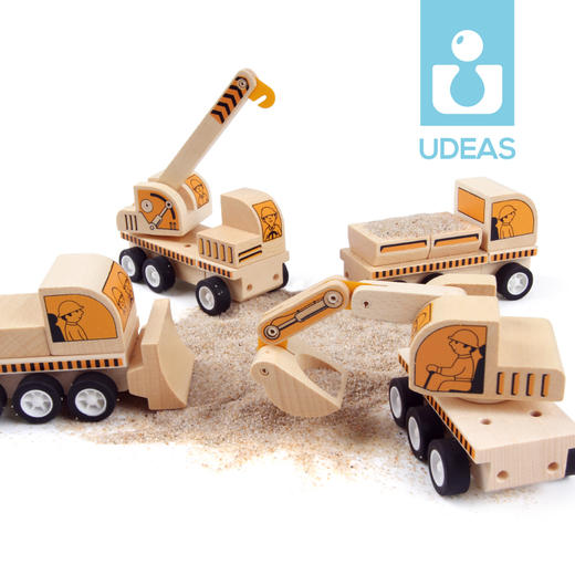 UDEAS品牌木制玩具-拼装惯性工程车 商品图0