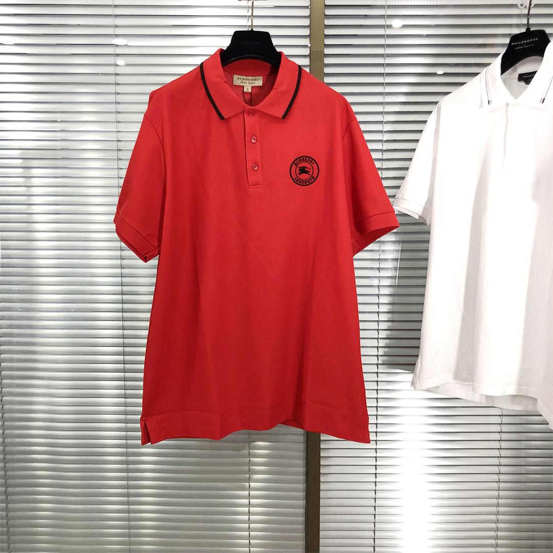 burberry 红色战马圆标 polo衫 l xl