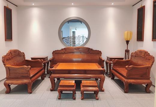 红桥红 家具严选  缅甸花梨(大果紫檀）  【如意素靠背沙发八件套】 商品图0