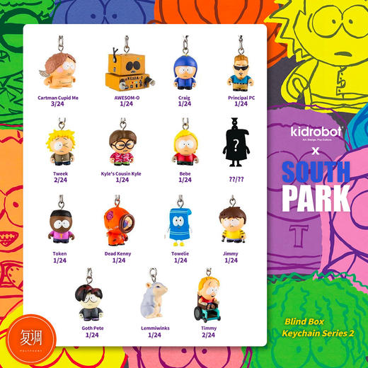 Kidrobot 南方公园 盲盒钥匙扣系列2 South Park Zipperpull Series 2 商品图0