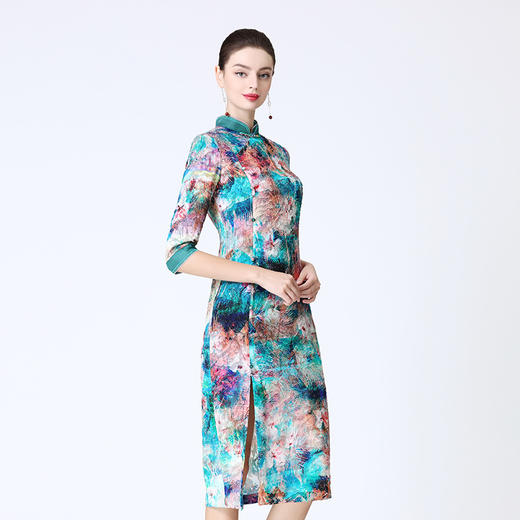 TANGY Collection天意剪花乔其印染长旗袍 商品图2