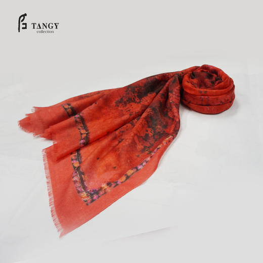 TANGY Collection天意羊绒印花围巾 商品图0