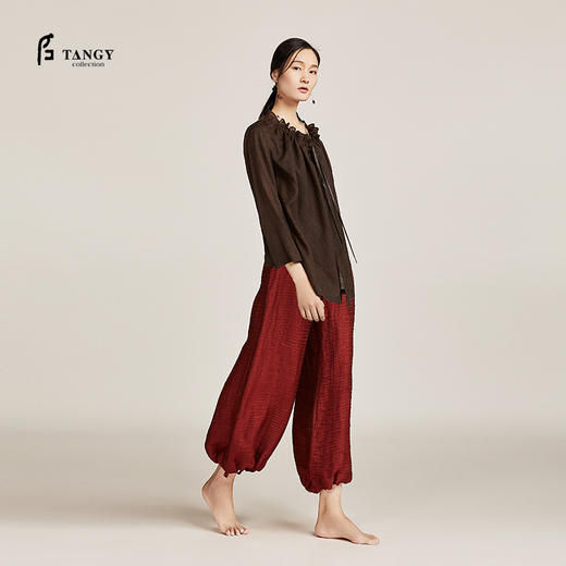 TANGY Collection天意三层丝麻绡阔腿裤 商品图0