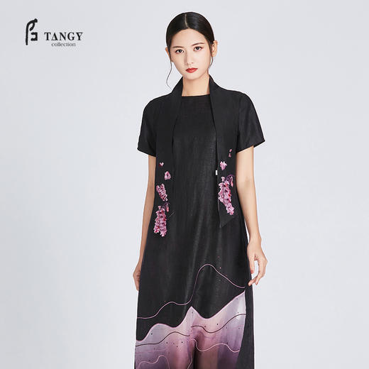 TANGY Collection天意莨绸真丝吊染绣花丝巾 商品图1